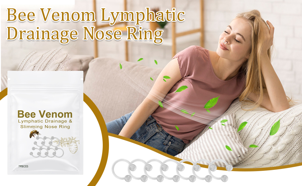(4 Bags/28pcs) Bee Venom Lymphatic Drainage Nose Ring, Can Speed Up Basal Metabolic