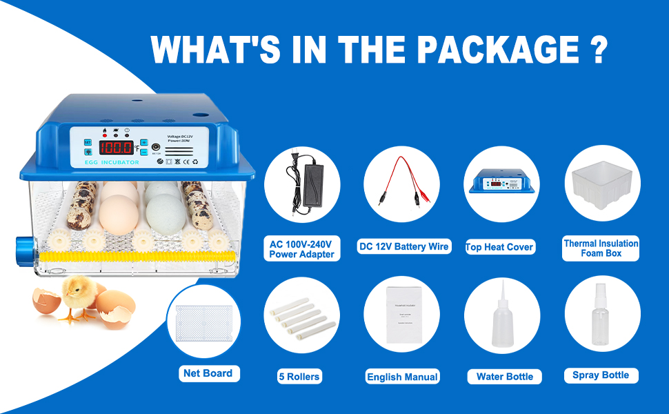 Vevitts 16 Eggs Incubator, Automatic Digital Eggs Incubators Poultry