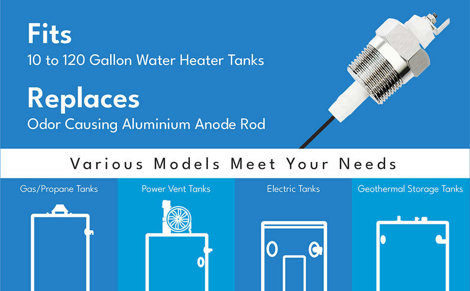 Powered Anode Rod for Water Heater Tank, Electrical Titanium Anode Rod