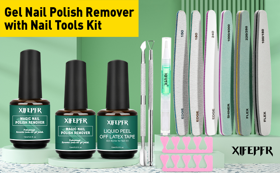 XIFEPFR Gel Nail Polish Remover Kit, 2 Pack Gel Polish