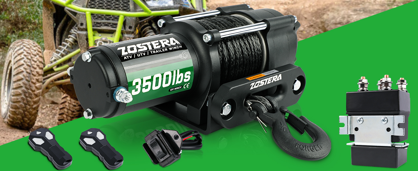 Zostera 12v Winch 3500 lbs ATV UTV Winches Electric Boat