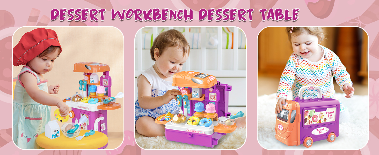 Pretend Play Dessert Toy Food Set 3 in 1 Toddler Candy