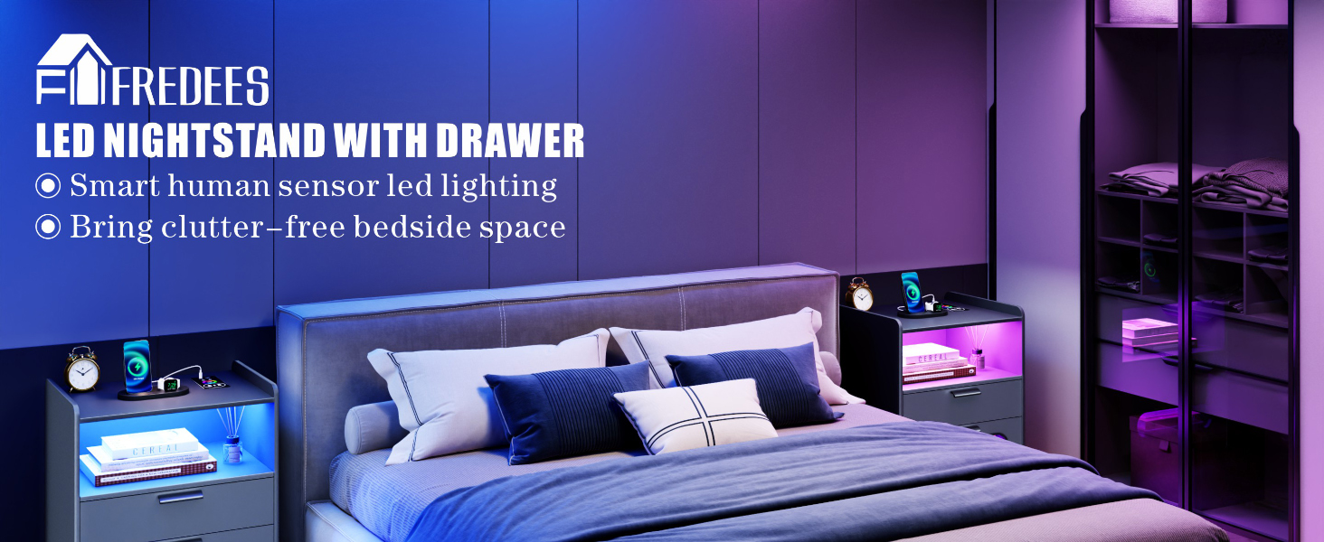 Modern nightstand with wireless charging station