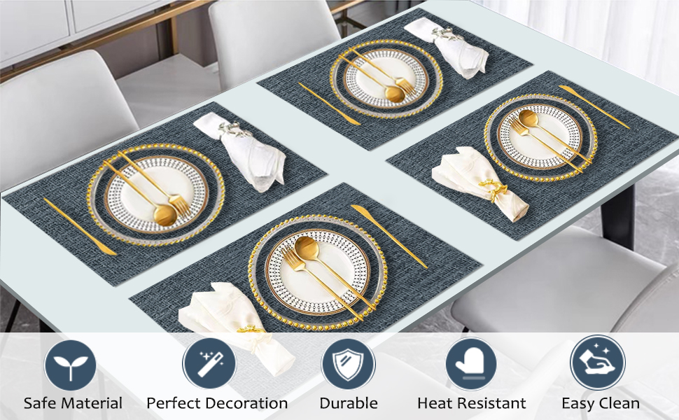 DACHUI Placemats Set of 6, Linen Look Woven Place Mats
