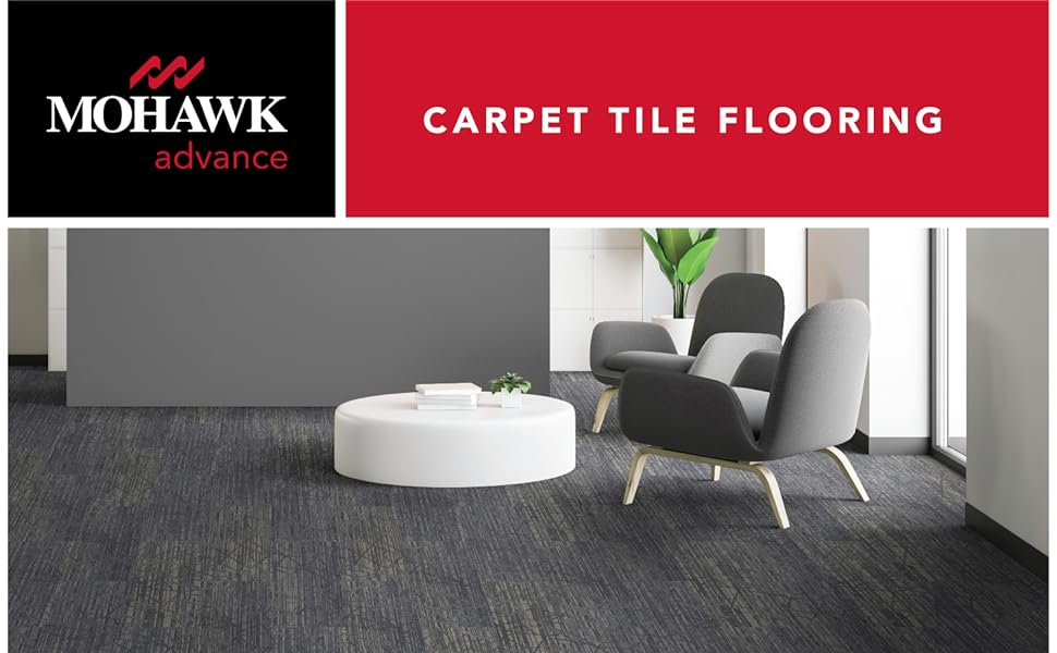 Mohawk Advance 24" x 24" Berber (Loop pile), 0.09" Pile Height, Carpet Tile, PET Fiber, Live