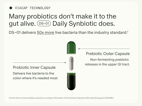 Many probiotics don't make it to the gut alive but DS-01 daily synbiotic does