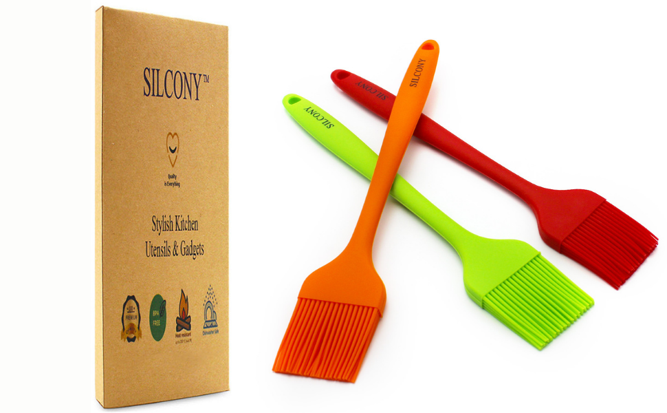 SILCONY 10" BIG SIZE Silicone Pastry Basting Brush Heat Resistant BPA Free for BBQ Grill