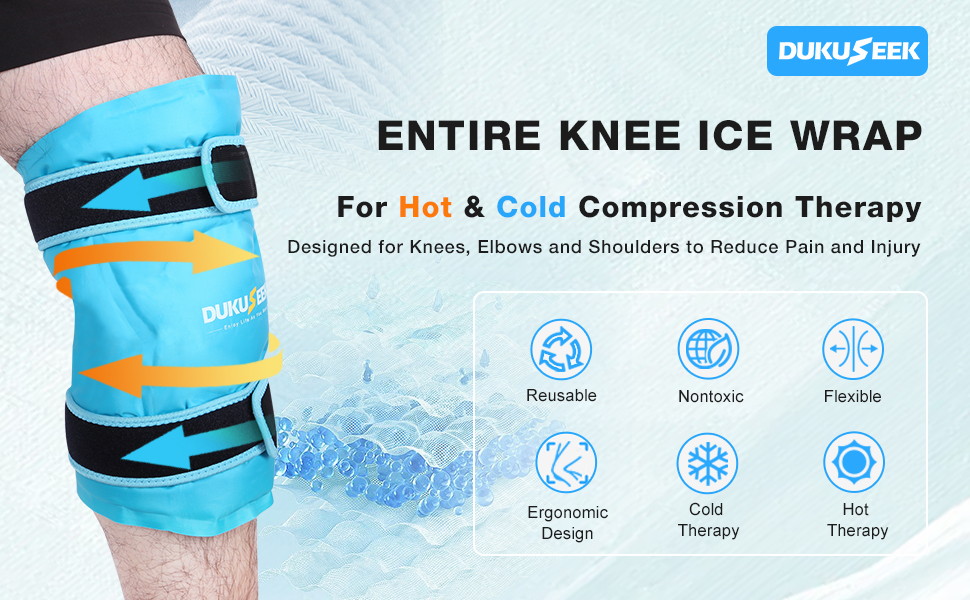 DUKUSEEK Knee Ice Pack Wrap Around Entire Knee XL Long Lasting Cold Ice