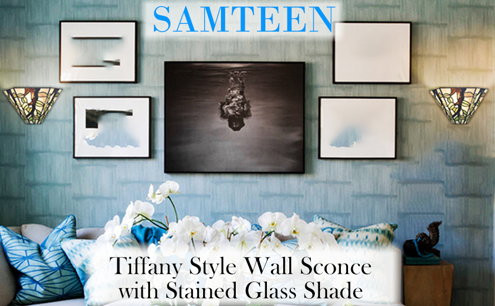 SAMTEEN Tiffany Style Wall Sconce 11 Inches Vintage 1-Light