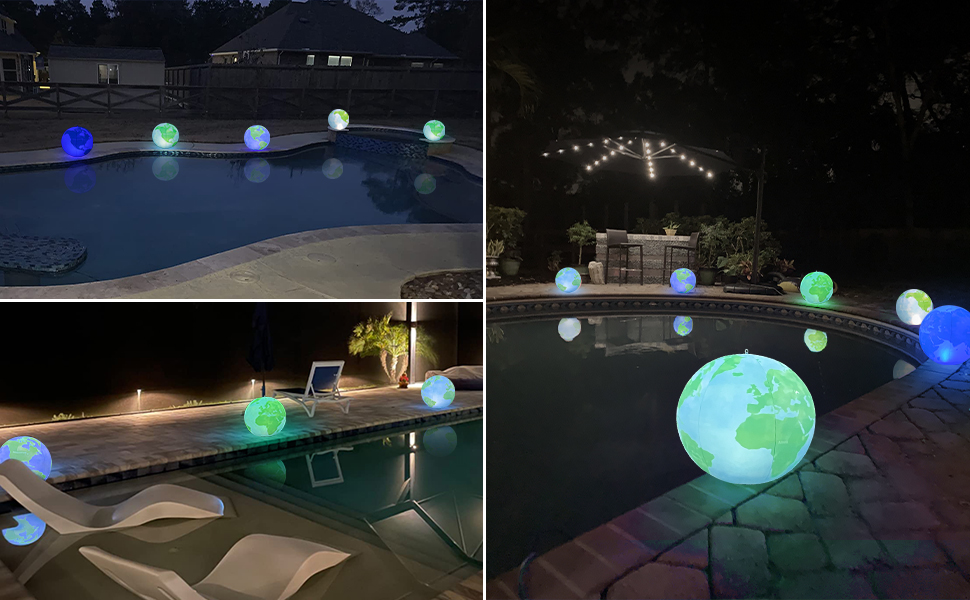 LanPool Floating Pool Lights,Solar Powered Earth Pool Lights That Float