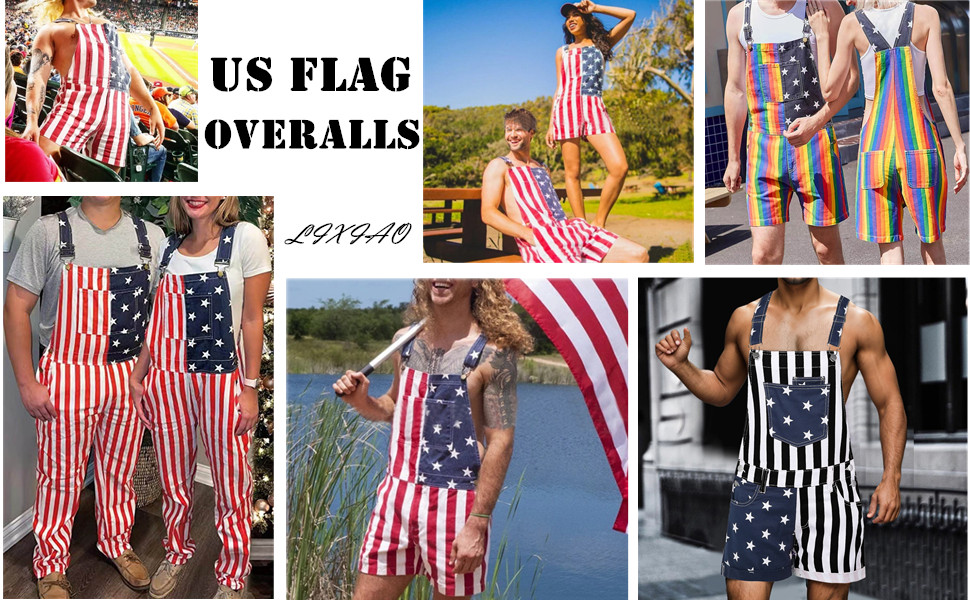 Amazon.com: Generic American Flag Overalls Mens Romper 4th