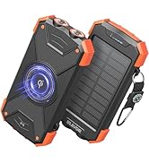 BLAVOR Upgrade Solar Charger Power Bank, Qi Wireless Charger 10,000mAh External Battery Pack Type...