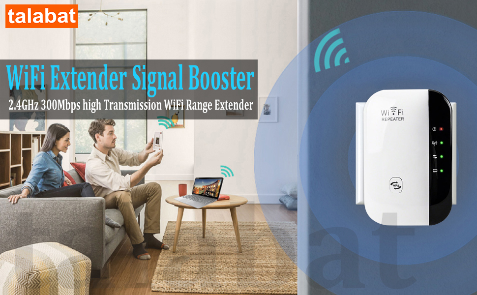 Talabat® WiFi Extender Signal Booster, 2.4GHz 300Mbps high Transmission
