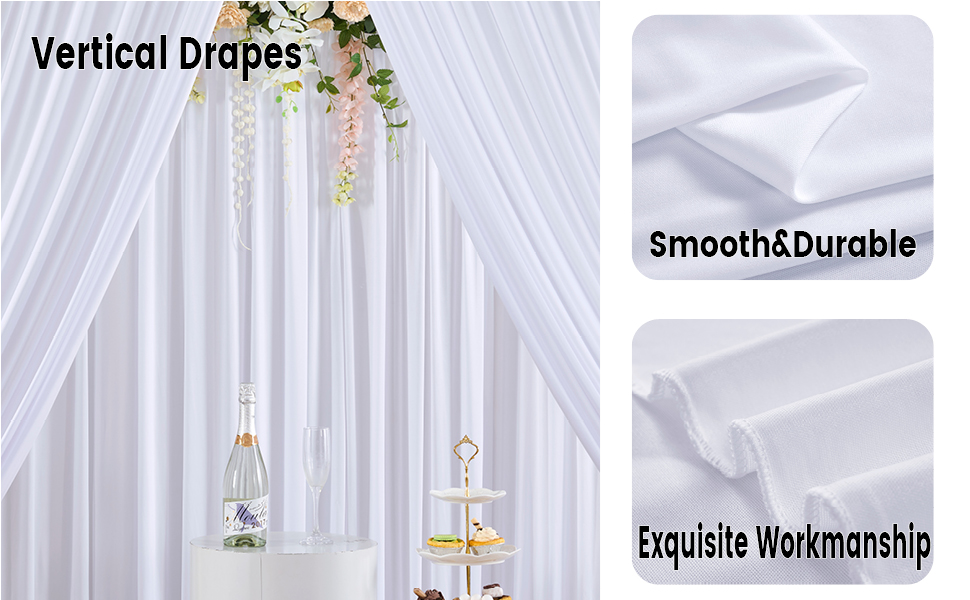 white thick backdrop drapes