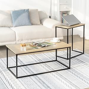 SoBuy Set Of 2 Industrial Style Side Tables End Tables Nesting Tables Coffee Table, FBT108-N 14 FBT108-N