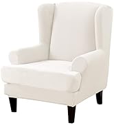 MIFXIN Velvet Wingback Chair Slipcover 2 Piece Stretchy Wing Chair Slipcovers Soft Spandex Washab...