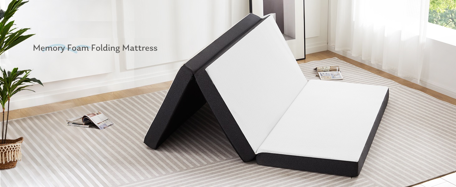 Trifold Memory Foam Mattress, Foldable Floor Mat