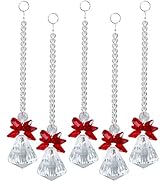 rockcloud Hanging Clear Crystal Point Prism Glass Jingle Bell Holiday Decorations Christmas Tree ...