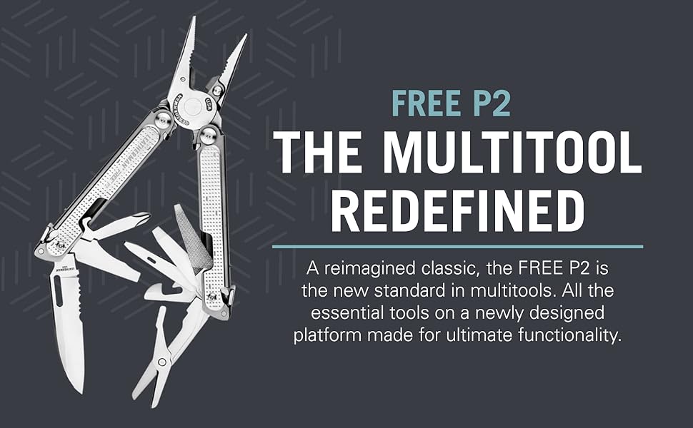 LEATHERMAN, FREE P2 Multitool with Locking, One Size Hand