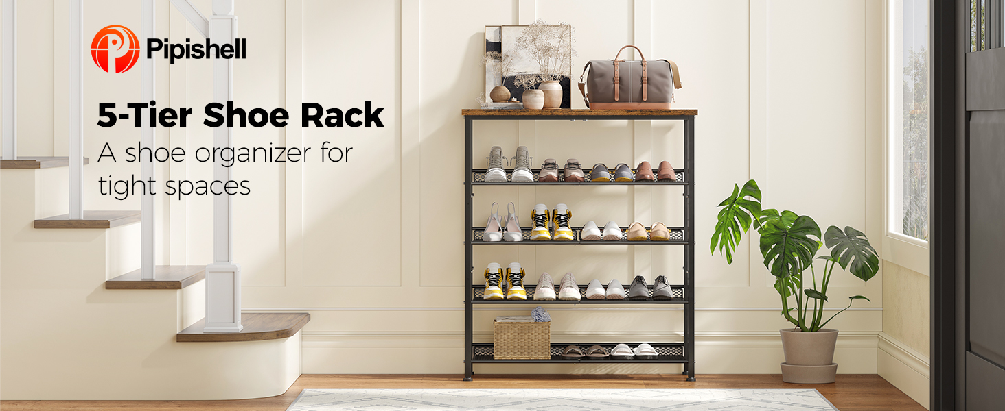 5-Tier Shoe Rack for Entryway and Small Spaces-PISRB4V
