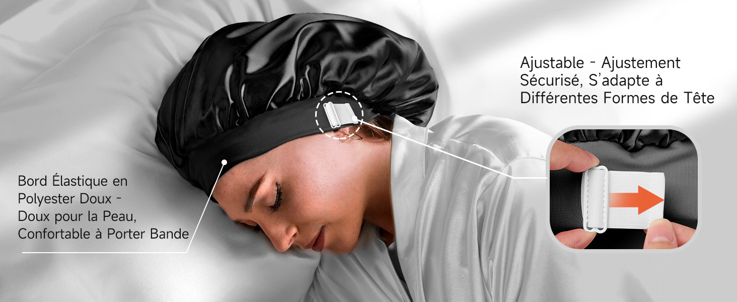 bonnet soie cheveux nuit