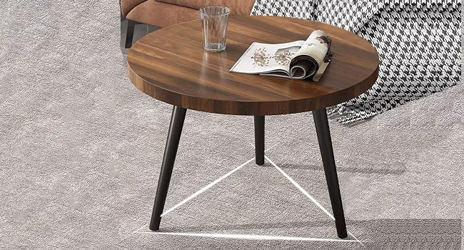 Rukulin Nesting Side Table, Set of 2 Coffee Table, Living Room Sofa End Table, Bedside Table for Home and Office 23 Round Table