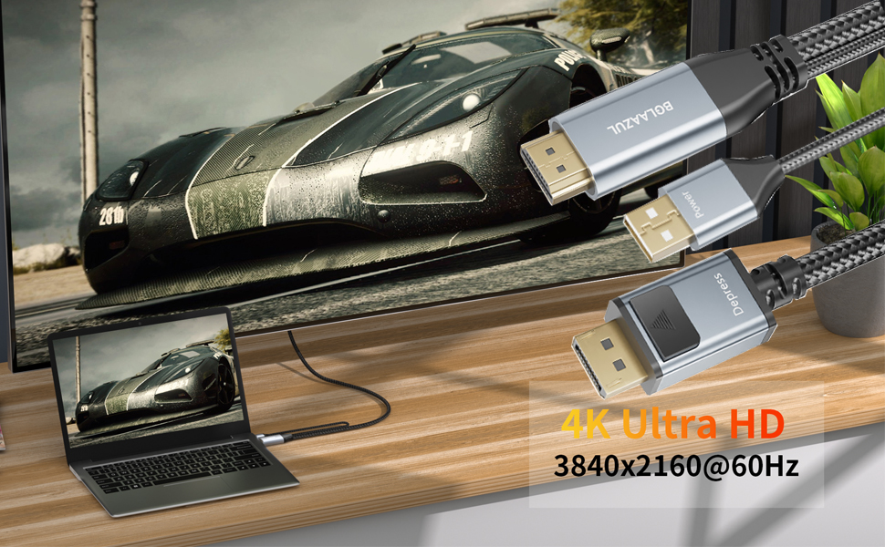 BolAAzuL Nouveau câble actif HDMI vers DisplayPort, Professionnel 4K