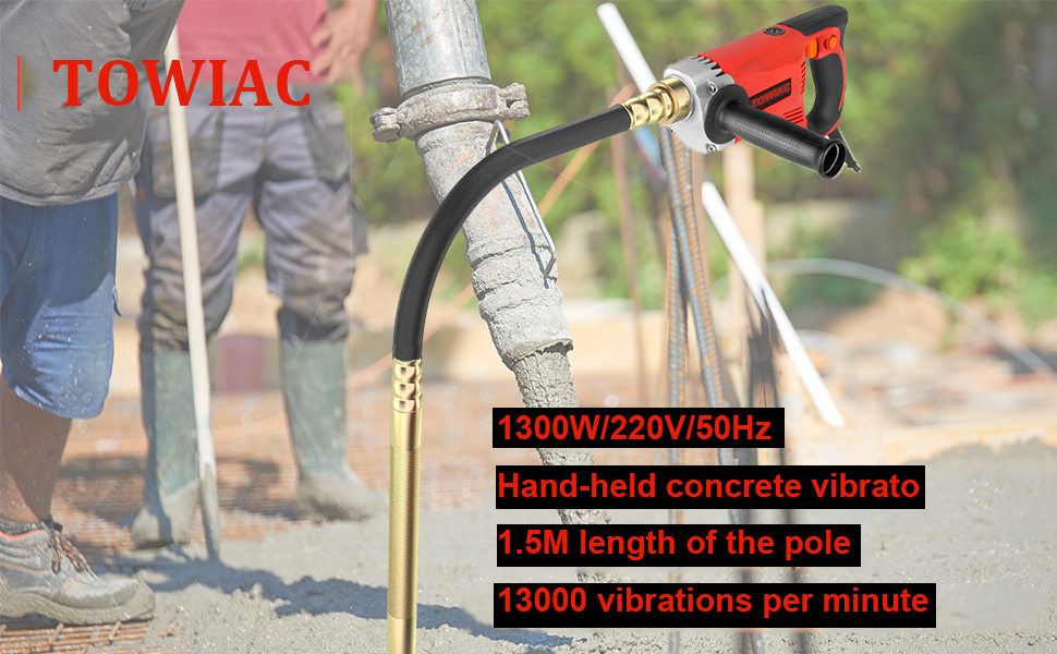 1300W Electric Concrete Vibrator, Hand Held Power Concrete