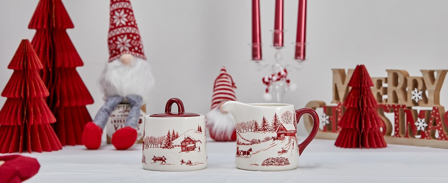 toile de jouy winter wonderland sugar creamer set