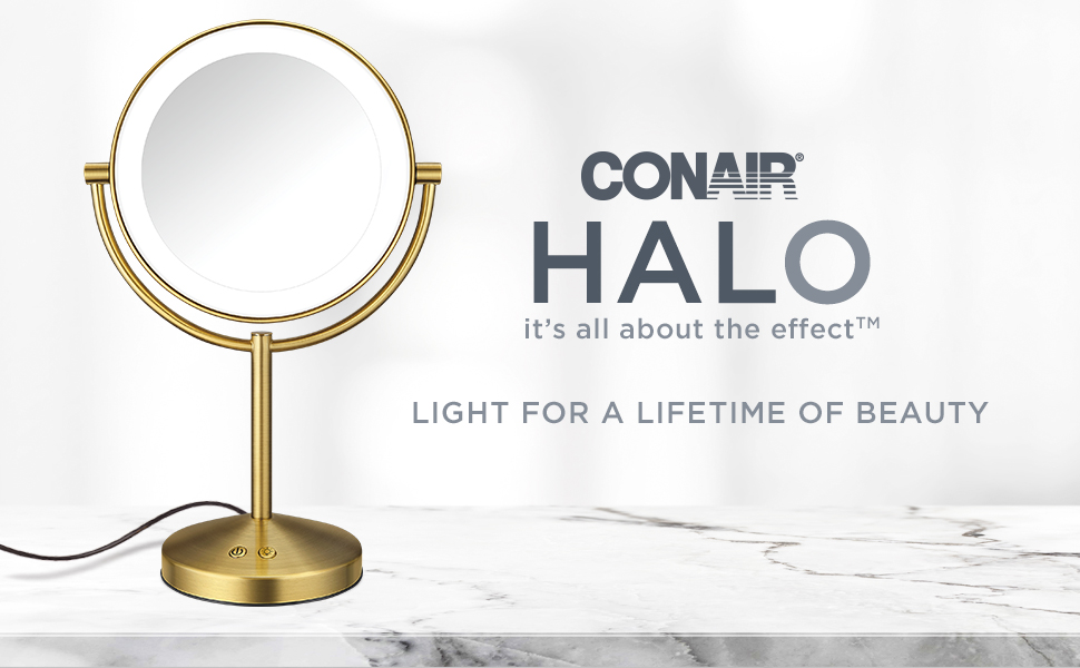 Conair LED Lighted Makeup Mirror in beautiful Brushed Brass