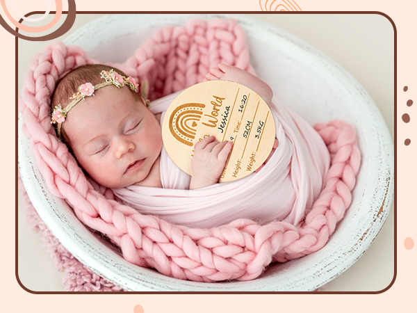 Double-Sided Boho Rainbow Newborn Name Sign