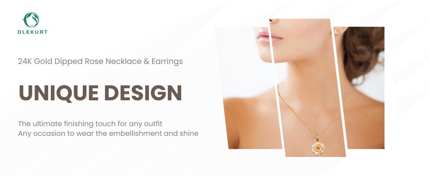 24k gold dipped rose necklace