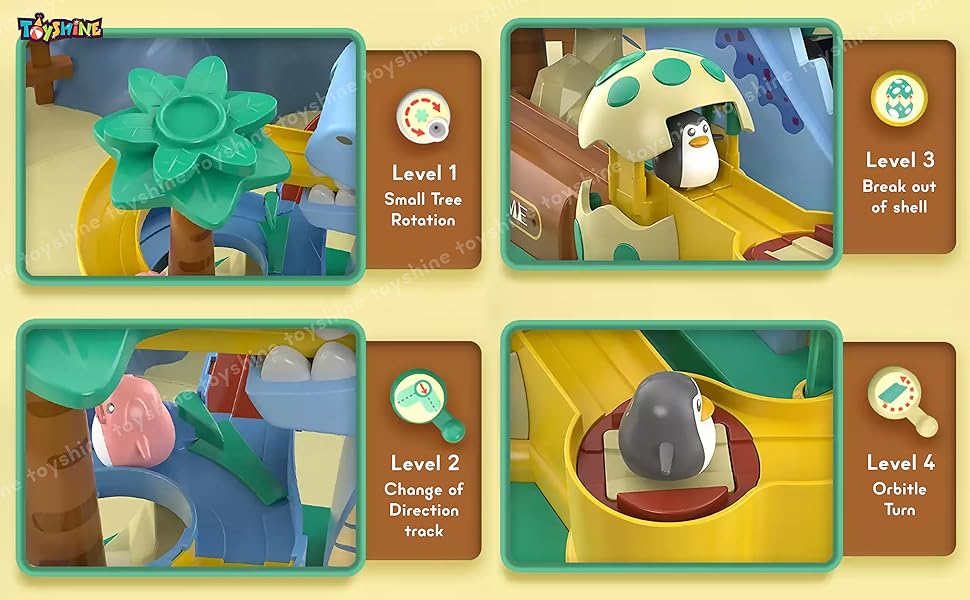 Toyshine Dinosaur Themed Track Set with Large Sliding Obstacle Course Adventure Toy