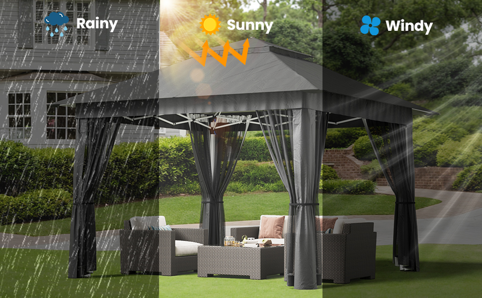 Bealife 11x11 Pop Up Gazebo Tent, Outoor Canopy Tent, Pop Up Canopy Tent