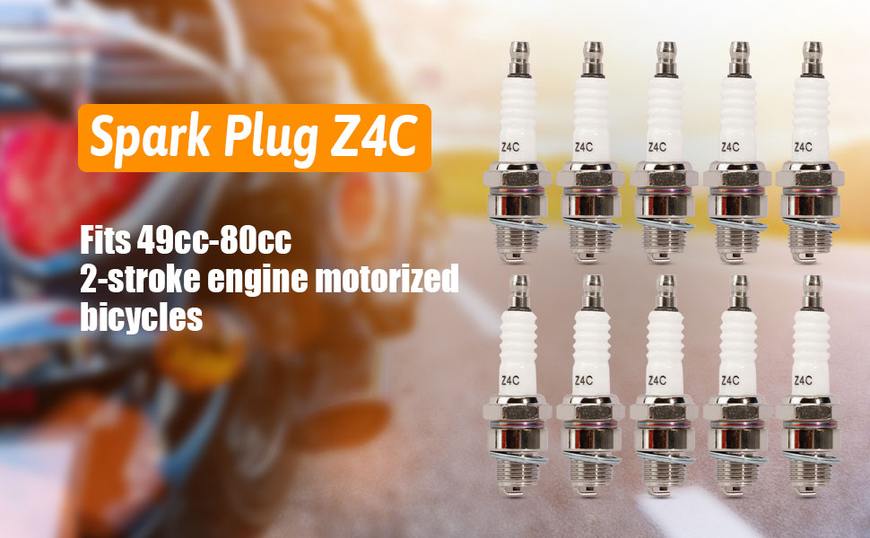 QAZAKY 10pcs Spark Plug Z4C for 49cc 50cc 66cc 70cc 80cc 2Stroke