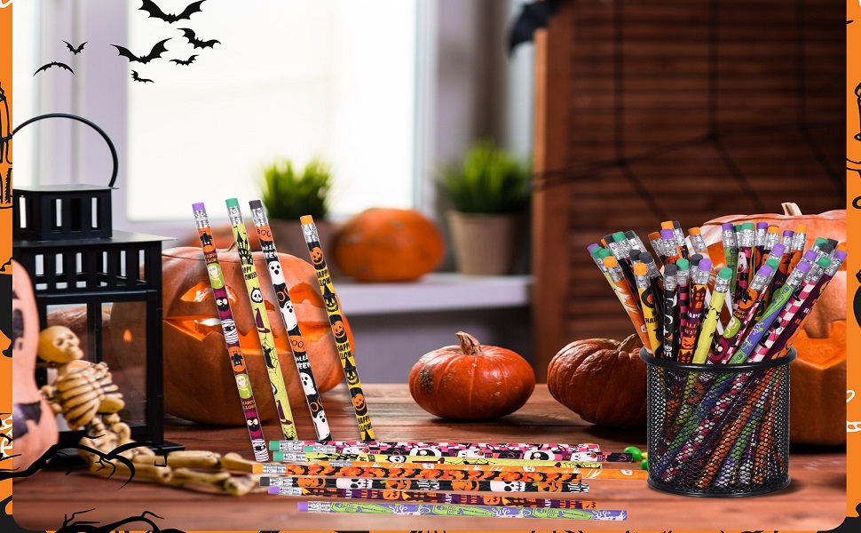 emzrivo 48 Pieces Halloween Pencils with Eraser Assortment
