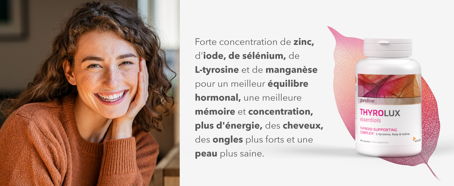 Complément pour le Soutien de la Thyroïde Comprimés de Zinc, Sélénium