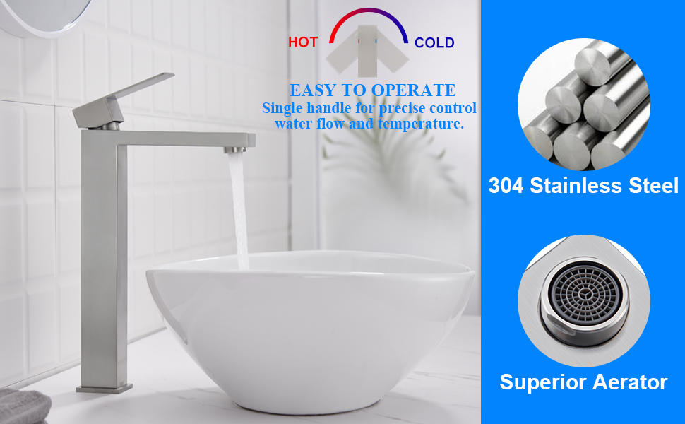 Tohlar Vessel Sink Faucet, Tall Bathroom Faucet, Vessel Sink Faucet