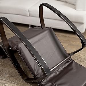 SoBuy PU Leather Rocking Chair With Adjustable Footrest And Removable Side Bag, FST20-BR 19 FST20-BR
