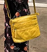 RUSTIC TOWN Leather Crossbody Bag for Women - Washed Leather Travel Sling Purse Hobo Handbags for...