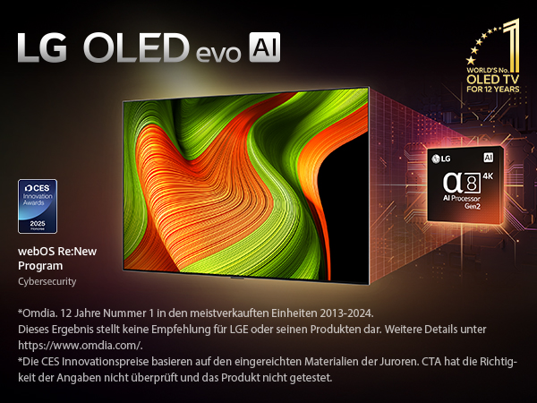 LG OLED evo AI TV, α8 AI Prozessor Gen2, CES Innovation Award und webOS Re:New-Programm.