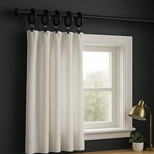 black wooden curtain rings with clips