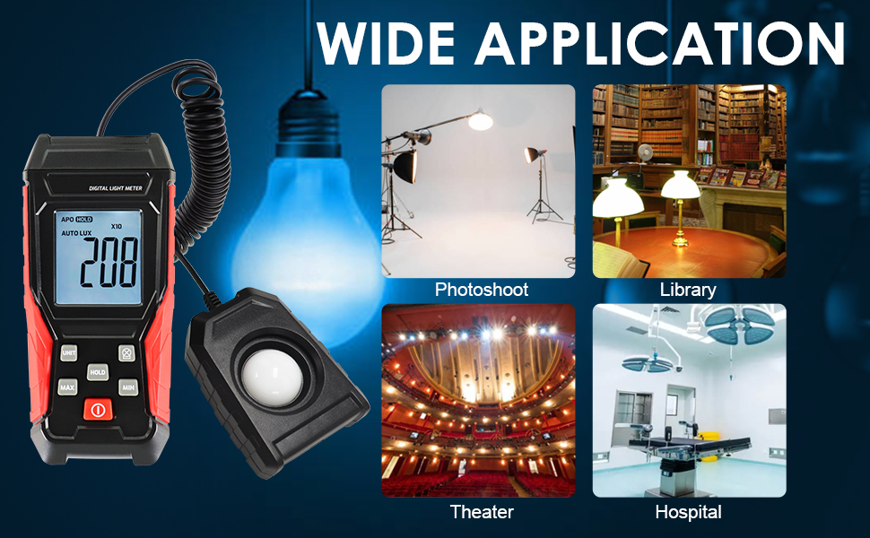 Light Meter Digital Lux Meter Handheld Illuminance Light Meter with 360