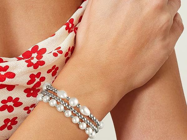 ●VINTAGE HOLLYWOOD● PEARL N CRYSTAL BEADS BRACELET 大人気 ○PEARL N FLOWER BEADS BRACELET（ブレスレット）｜VINTAGE