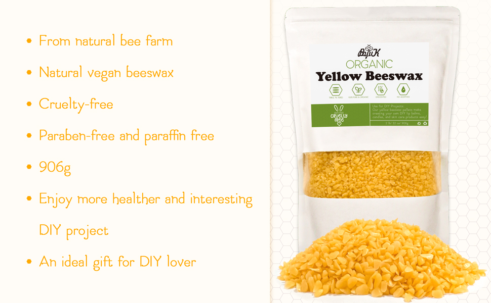 Yellow Beeswax Pellets 2Ib(907g) Beeswax for Candle Making Beeswax