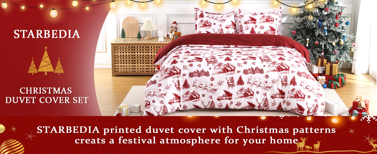STARBEDIA Christmas Duvet Cover Queen, Soft Brushed
