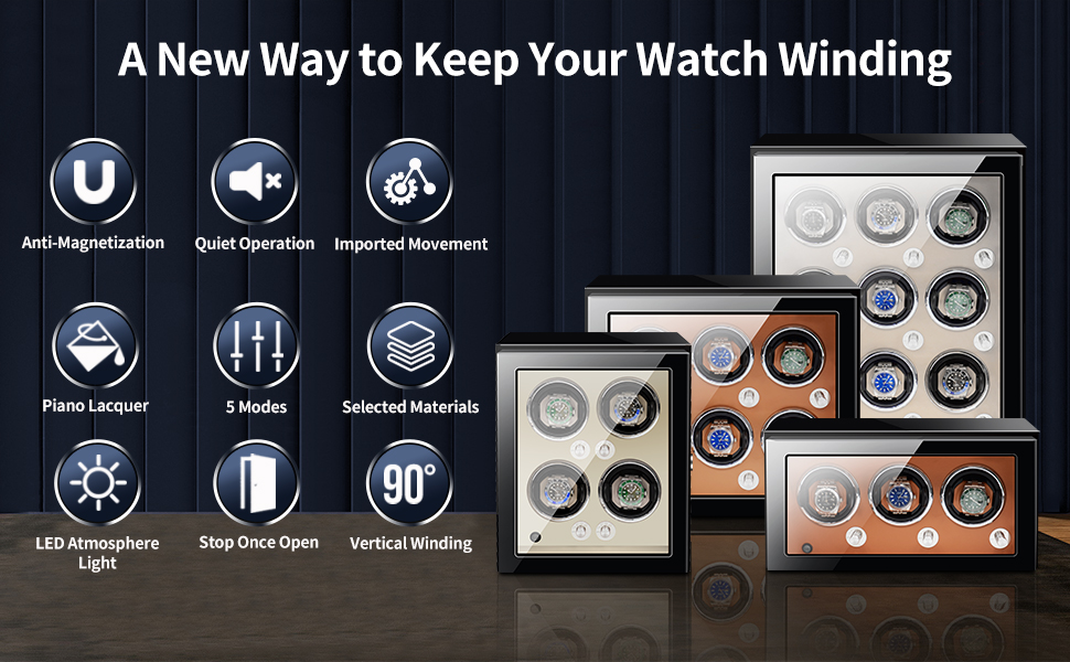 Deluxe Watch Winder with Turn Knob for Men's and
