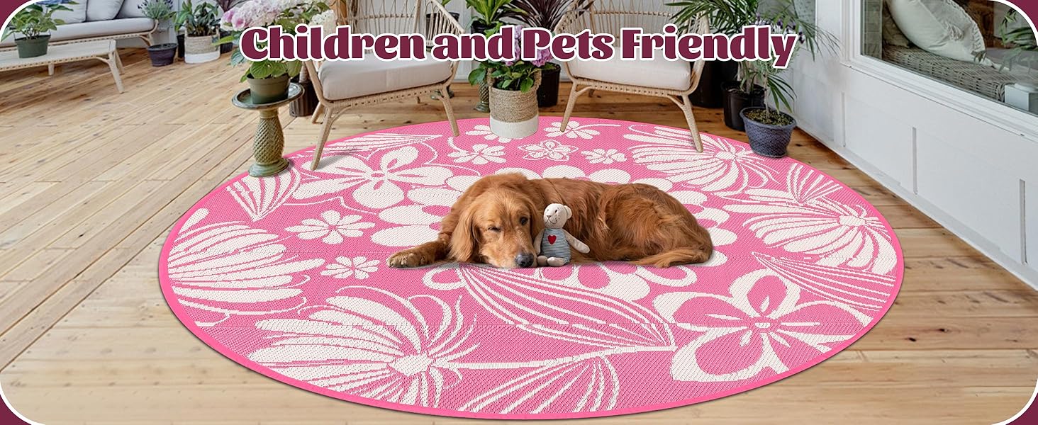 pink outdoor rug 