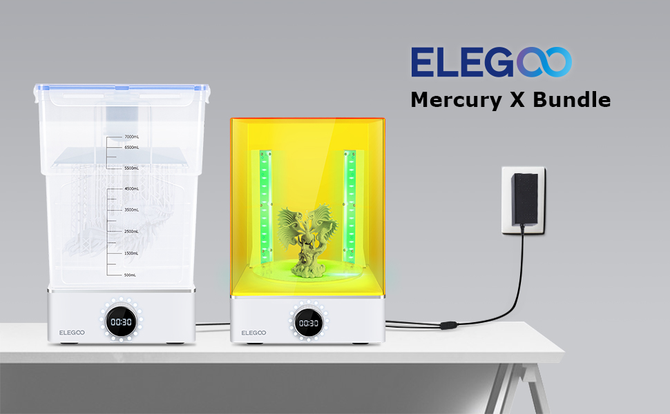 ELEGOO Mercury X Bundle Cure and Wash Large UV Curing Machine Resin Washing and