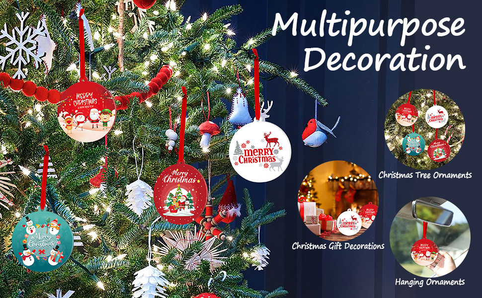 Christmas Ornaments 2023, 4Pieces Unique Acrylic Christmas Ornaments for Tree Home